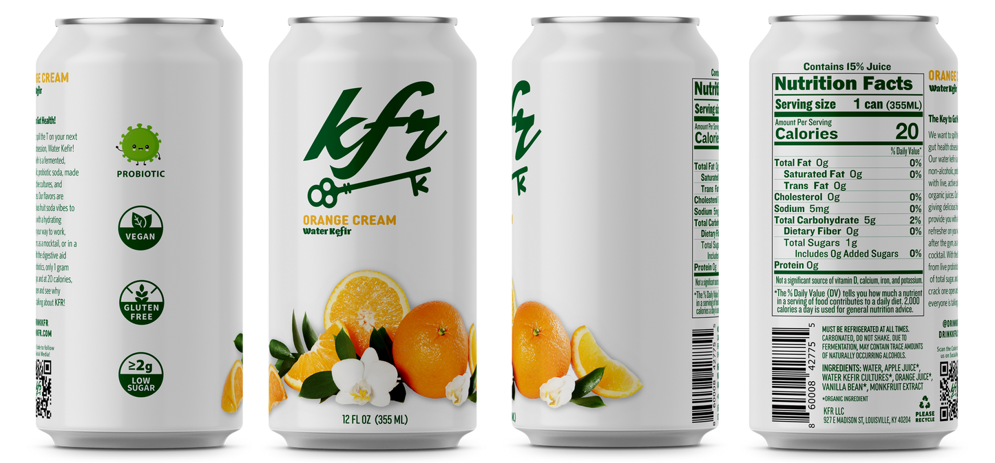 KFR Orange Cream Water Kefir - 12 Count