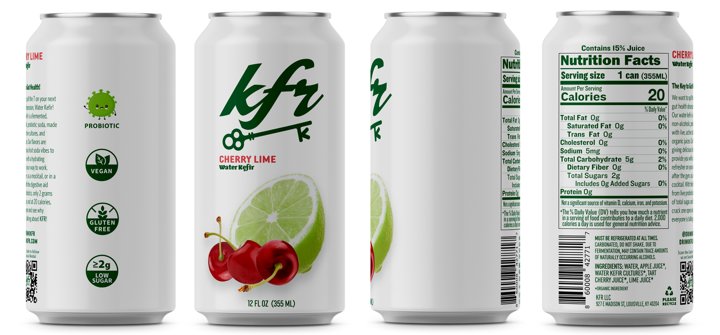 KFR Cherry Lime Water Kefir - 12 count