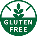 A green circle with the words gluten free in it.