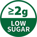 A green button with the words low sugar in white.