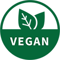 A green circle with the word vegan in it.